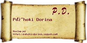 Páhoki Dorina névjegykártya